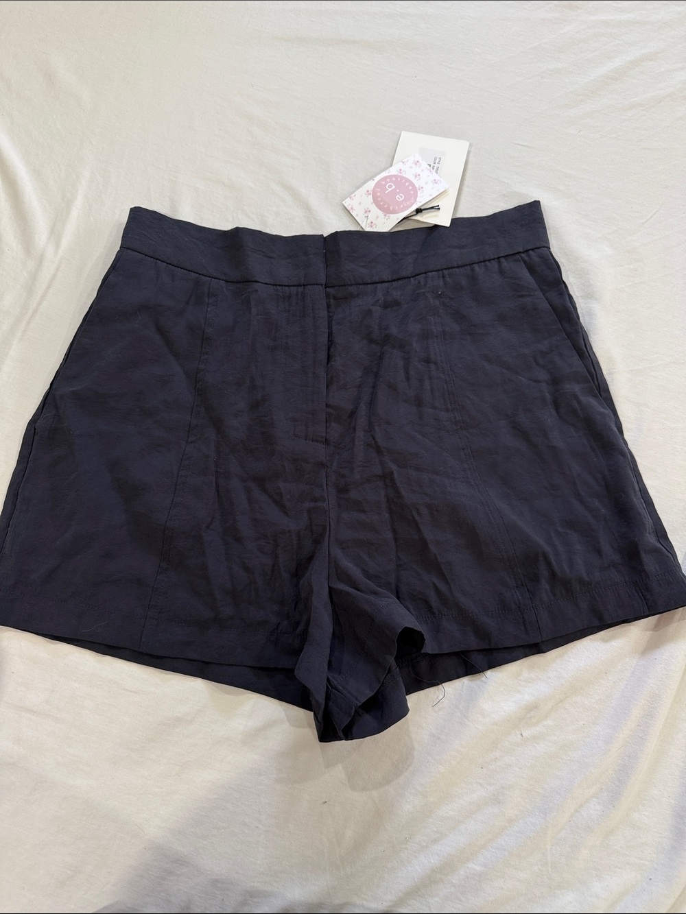 Deluc Black High-Waist Linen-Blend Shorts